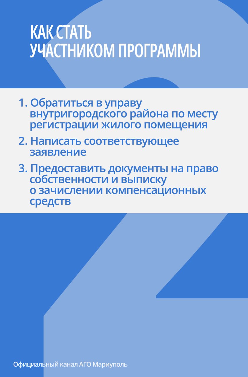 2 Мариупольцам восстановят квартиры на условиях софинансирования: прием заявлений начался