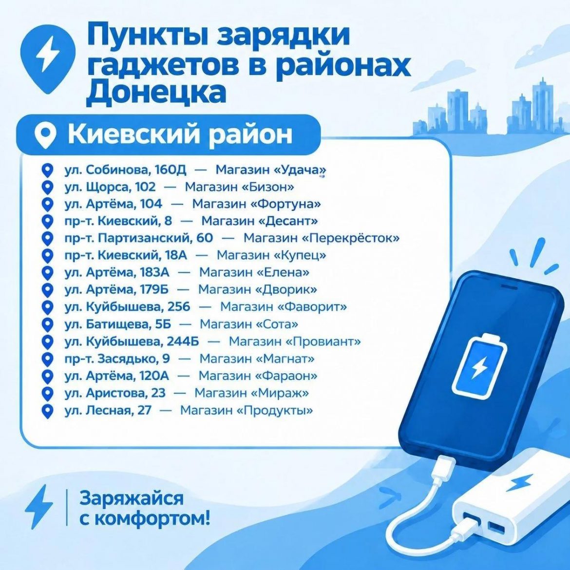 IMG_20261023_220936 В магазинах, кофейнях, сетевых супермаркетах: во всех районах Донецка работают пункты зарядки гаджетов
